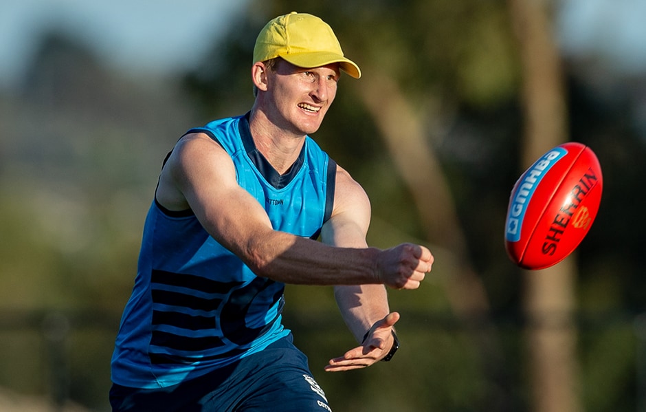 2019_02_12_GORE_HERO.png Dean Gore is back to full strength and is relishing all the aspects of training. - Geelong Cats